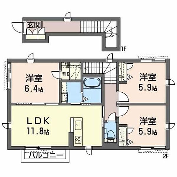 シャーメゾンフルール 0201｜京都府舞鶴市字森(賃貸アパート3LDK・2階・72.33㎡)の写真 その2