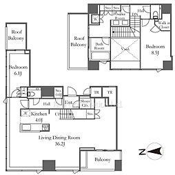 ザ・レジデンス三田 23階2SLDKの間取り