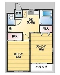 ベルミヨンアパルト 2DKの間取図画像