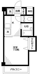 クレスト東池袋 3階1Kの間取り