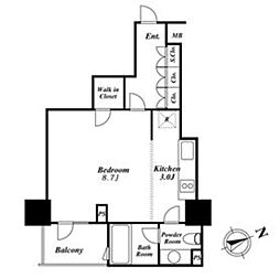 KDXレジデンス戸越 ワンルームの間取図画像