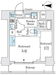 ヴァンクール菊川駅前 3階2Kの間取り