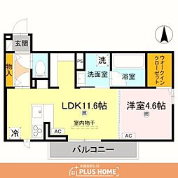 D-ROOM 中島 1LDKの間取図画像
