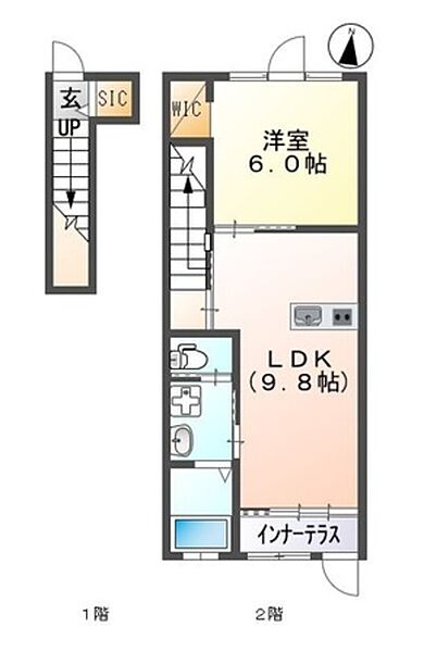 静岡県富士宮市宮町(賃貸アパート1LDK・2階・36.48㎡)の写真 その2