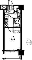 芝ウエスト 3階1Kの間取り
