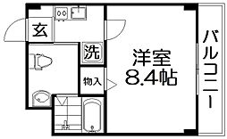 ダブルツリー7番館 1Kの間取図画像