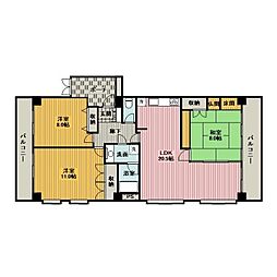 エルメゾンアライ 3LDKの間取図画像