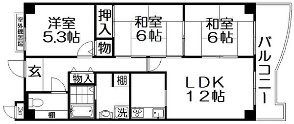 ダイヤパストラル ｜大阪府枚方市大垣内町３丁目(賃貸マンション3LDK・3階・65.54㎡)の写真 その2