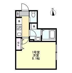 ベイルームリサータ相模原 1Kの間取図画像