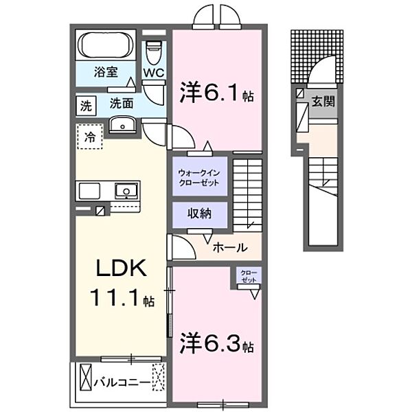 大阪府河内長野市市町(賃貸アパート2LDK・2階・58.57㎡)の写真 その2