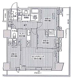 都営浅草線 高輪台駅 徒歩2分の賃貸マンション 4階3LDKの間取り