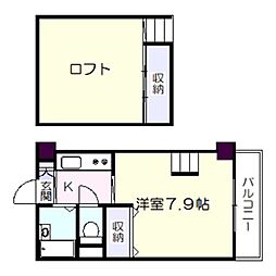 ハウス・パーク長居 1Kの間取図画像