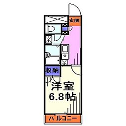 アムールプリヴェール 1Kの間取図画像