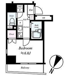 レピュア大塚 7階1Kの間取り