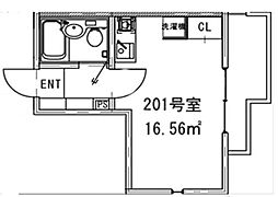 スペリア沼袋 2階1Kの間取り