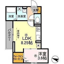 エムスクエア 2階1LDKの間取り