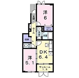 プアラナイ 2DKの間取図画像