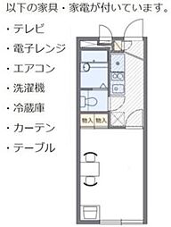レオパレス麻生川 1Kの間取図画像