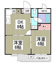 レヂオンス花小金井 2DKの間取図画像