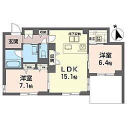 ソレイユ ルヴァン 2LDKの間取図画像