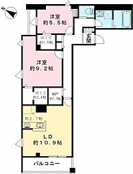 川口市戸塚2丁目マンション 2LDKの間取図画像