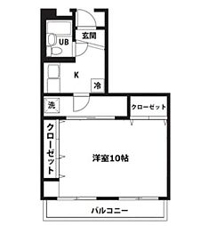 サニーヴィラD 1Kの間取図画像