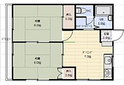 ハラックス2 2DKの間取図画像
