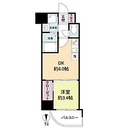 セレニテ谷町四丁目アリエ 1DKの間取図画像