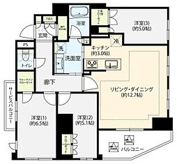 プレミスト浦和常盤 3LDKの間取図画像