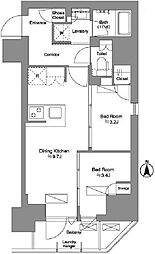 ブリリアイスト新御徒町 14階2DKの間取り