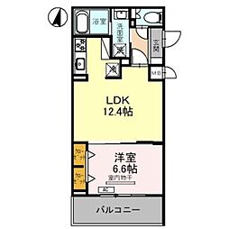 トリニティ三国ヶ丘 1LDKの間取図画像