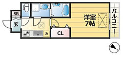 スプランディッド神戸北野 1Kの間取図画像