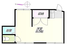 パンセB ワンルームの間取図画像