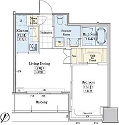 レジディアタワー上池袋タワーサイド 1LDKの間取図画像