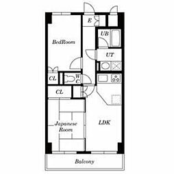 クレール西ヶ原 4階2LDKの間取り
