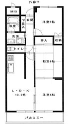 イーストコートエスケイ 3LDKの間取図画像