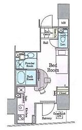 ロイジェントパークス四ツ谷 4階ワンルームの間取り