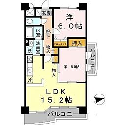 リュイール桃山台 2LDKの間取図画像