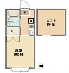 ヒルトップ若宮 1Kの間取図画像