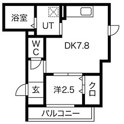 御船D-room 1DKの間取図画像