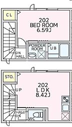 新宿区余丁町アパート 1LDKの間取図画像
