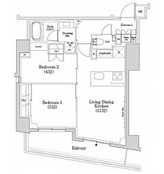 ザ・パークハビオSOHO市谷左内町 2LDKの間取図画像