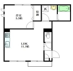 メゾンラール 1LDKの間取図画像