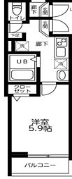 MELDIA西新井 1Kの間取図画像