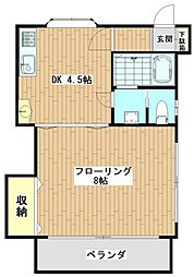 ウィスタリア大塚 2階1DKの間取り