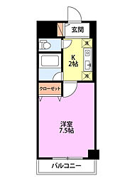パンウエストリート 1Kの間取図画像
