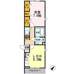 メルシー芙蓉北糀谷 1LDKの間取図画像