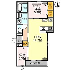 クラシスト杭全 2LDKの間取図画像