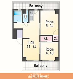 NEXUS和歌浦 2LDKの間取図画像