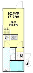ポタッシュ川崎大師 ワンルームの間取図画像